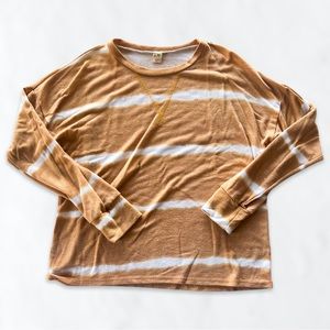 Yellow Striped Tie Dye Long Sleeve